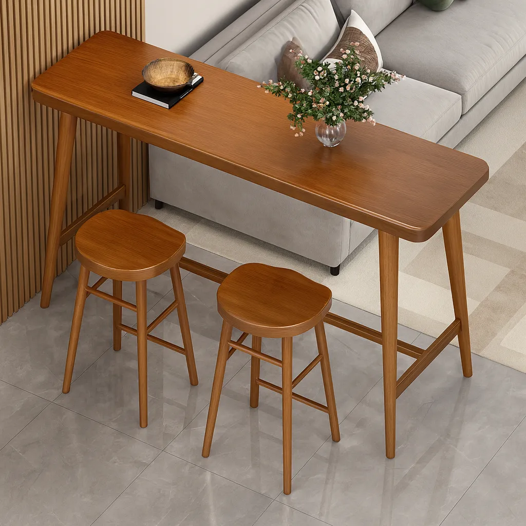 Art Deco Wooden Kitchen Table With Trestle Base - Image 3