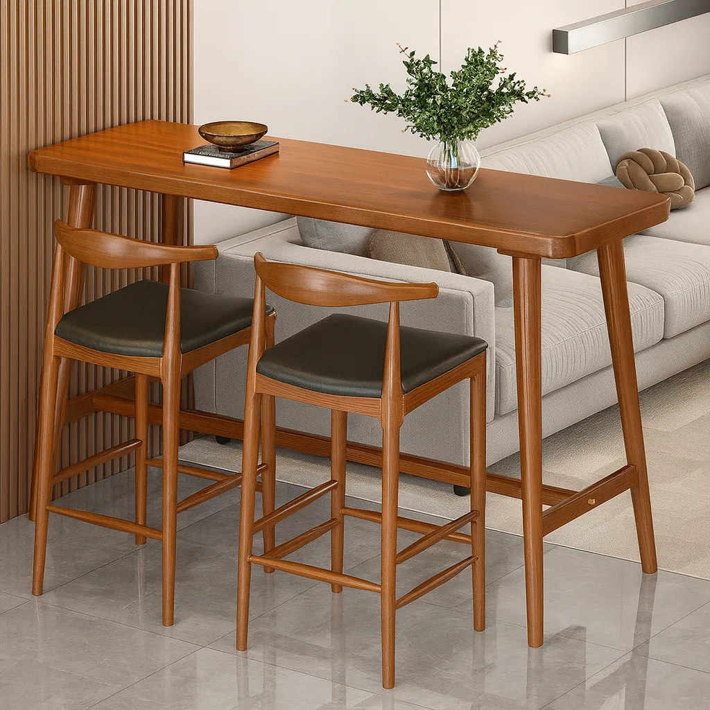 Art Deco Wooden Kitchen Table With Trestle Base - Image 4