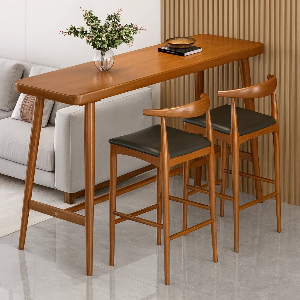 Art Deco Wooden Kitchen Table With Trestle Base - Image 2