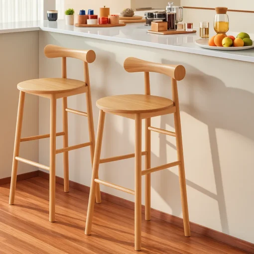 Contemporary Bar Stool With Round Top And Rested Frame - Image 2