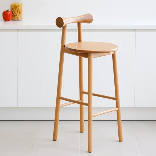 Contemporary Bar Stool With Round Top And Rested Frame - Image 3