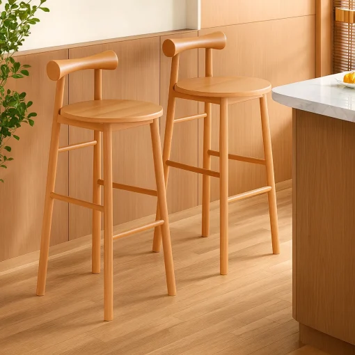 Contemporary Bar Stool With Round Top And Rested Frame - Image 4