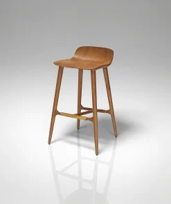 Modern Wooden Bar Stool With Backrest For Kitchen