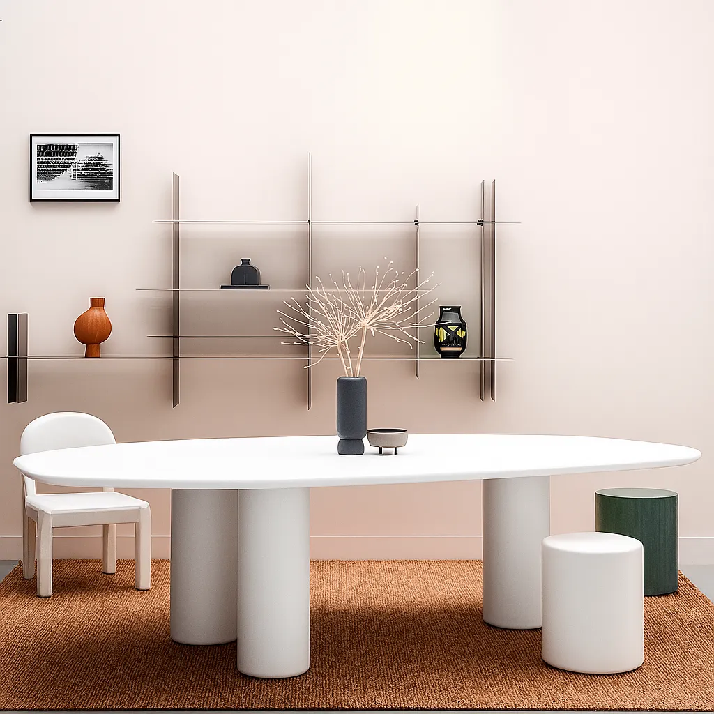 Modern Wooden Irregular Dining Table For Dining Room - Image 2