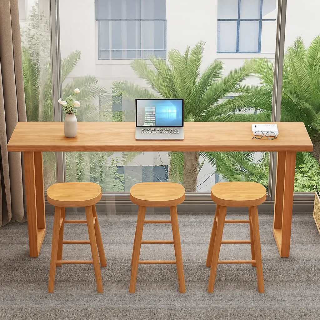 Modern Wooden Kitchen Table With Sled Base - Image 3