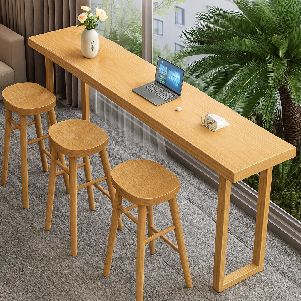 Modern Wooden Kitchen Table With Sled Base - Image 2