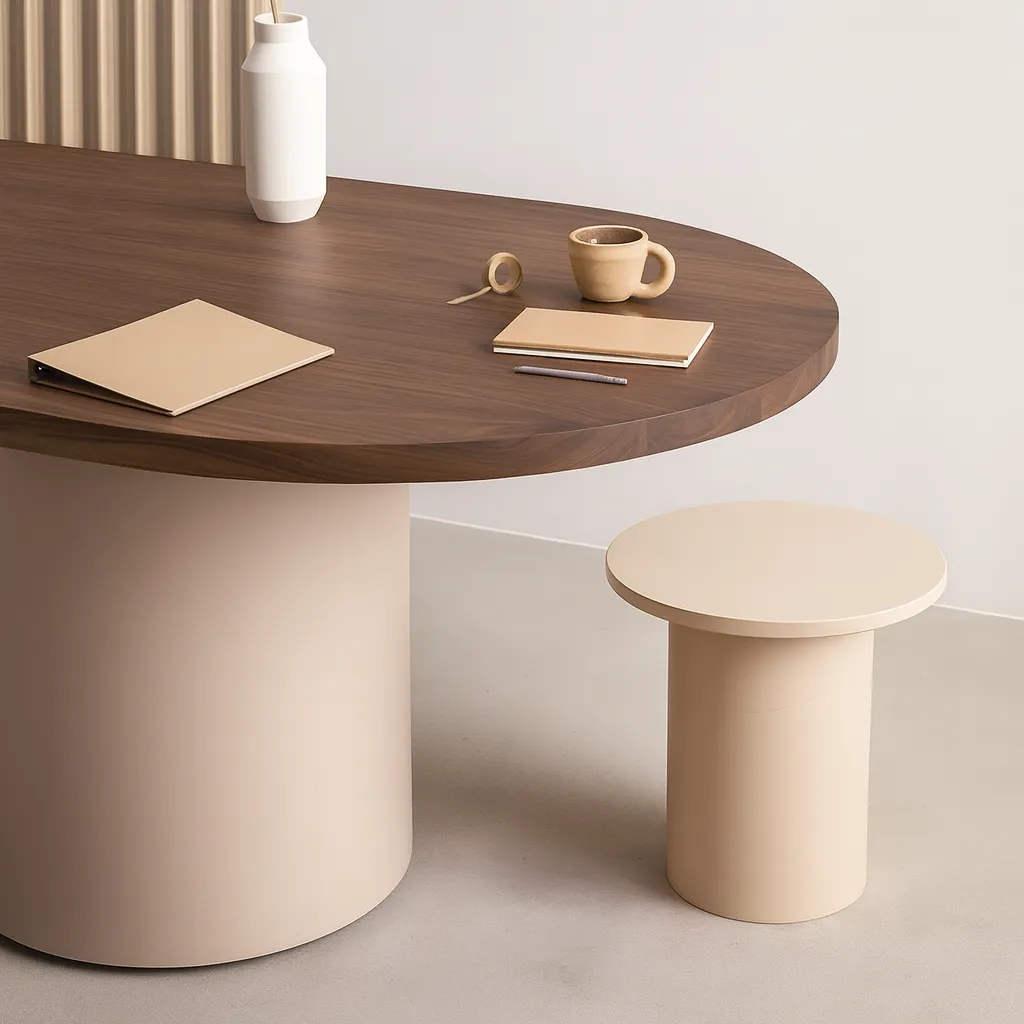 Modern Wooden Oval Dining Table For Dining Room - Image 4