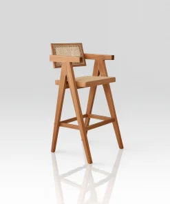 Scandinavian Wooden Bar Stool With Armrests
