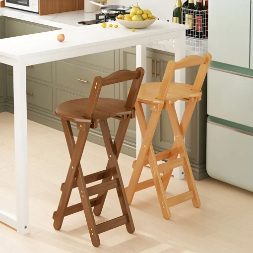 Scandinavian Wooden Folding Counter Stool For Kitchen - Image 3